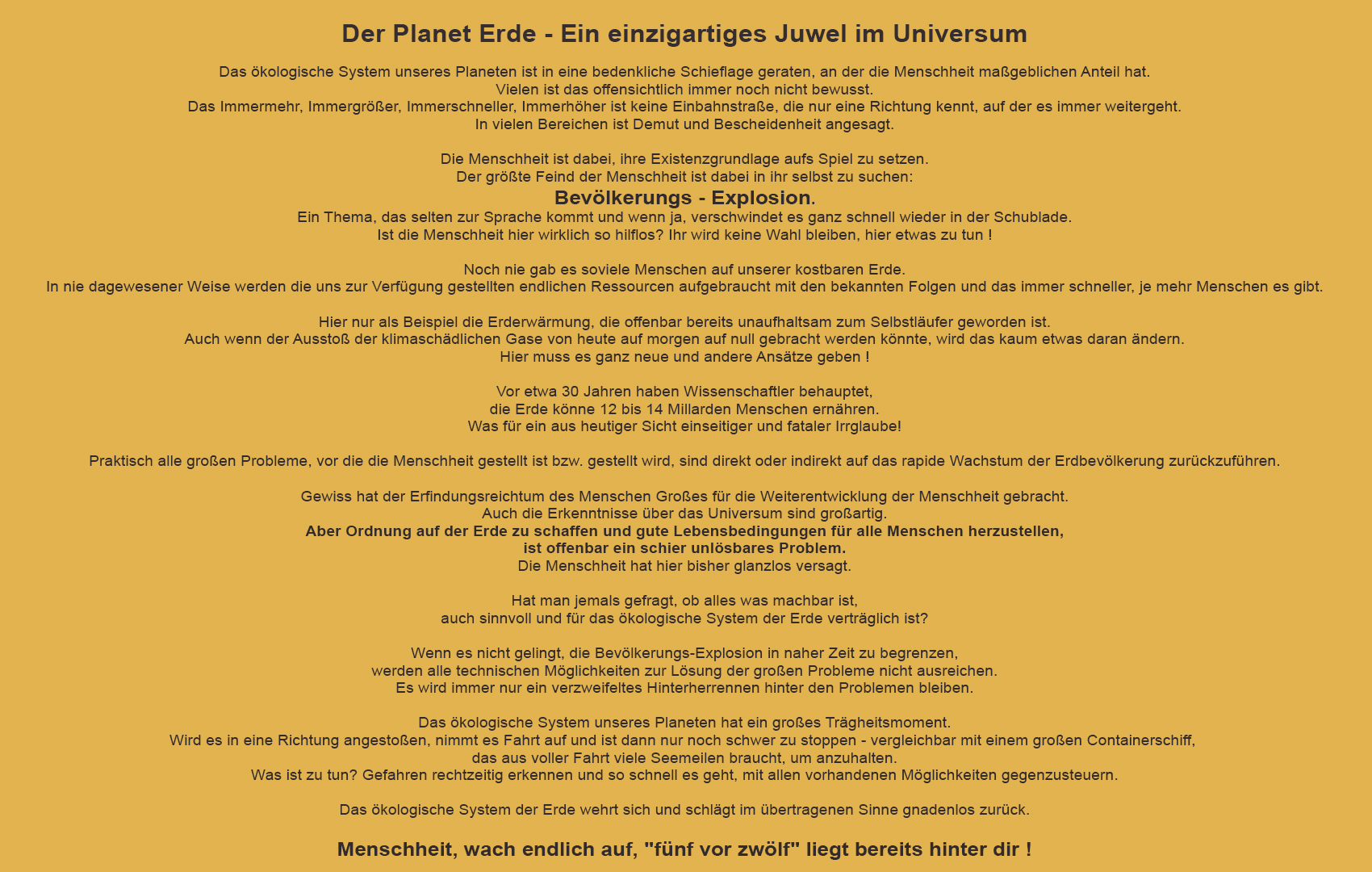 Der Planet Erde - Unsere Lebensgrundlage