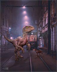 Der Raptor ist in der Stadt