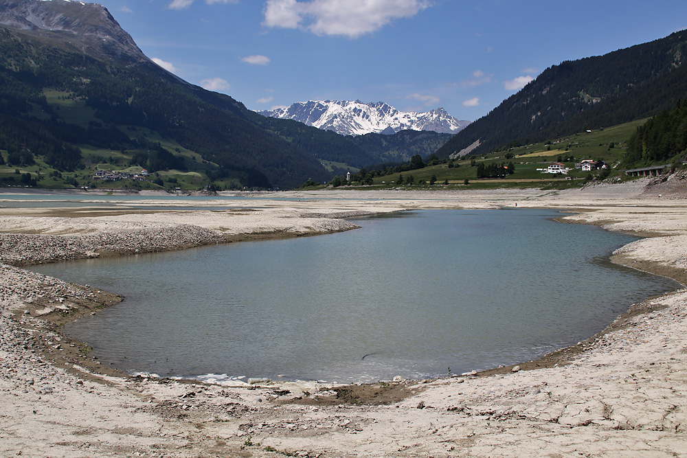 der Reschensee ohne Kirchturm