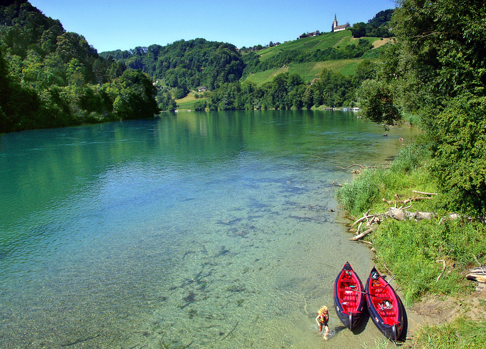 Der Rhein in der Gegend von Rüdlingen, Schweiz/ River Rhein in the Vicinity of Rüdlingen