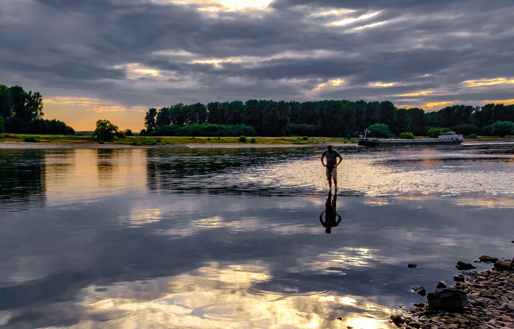 Der Rhein und das Niedrigwasser