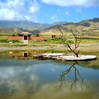 Der rote Papierkorb China Gansu Yongtai Turtle Town