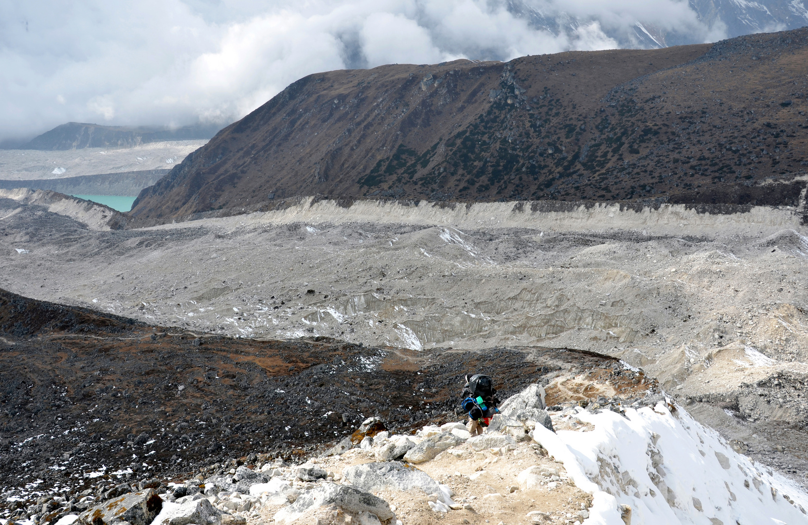 Der Salpudanda Gletscher beim Abstieg vom Larke Pass