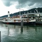 Der Schaufelrad-Dampfer "Hohentwiel" im Hafen von Bregenz