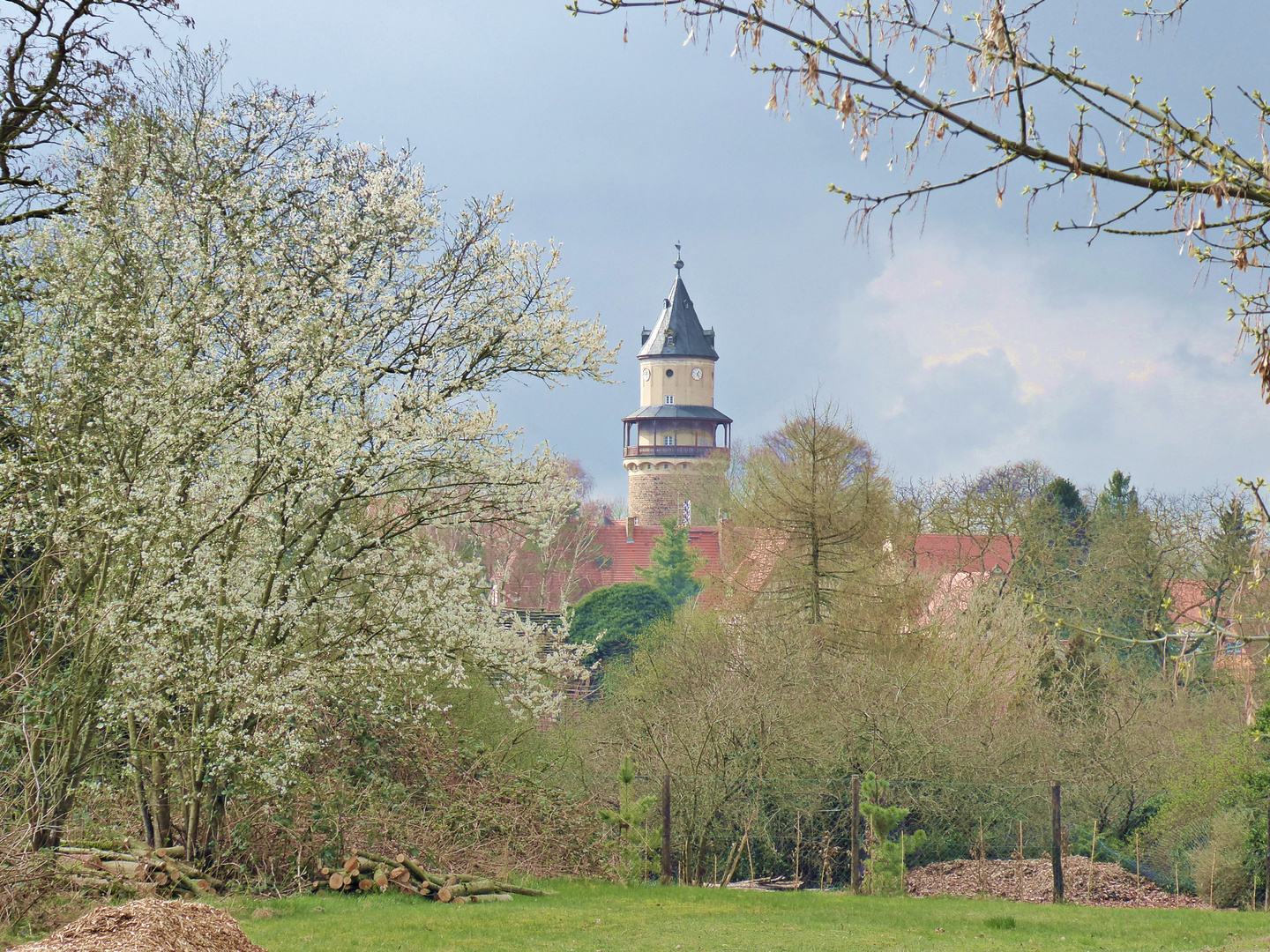 Der Schloßturm von der Sonne geküßt