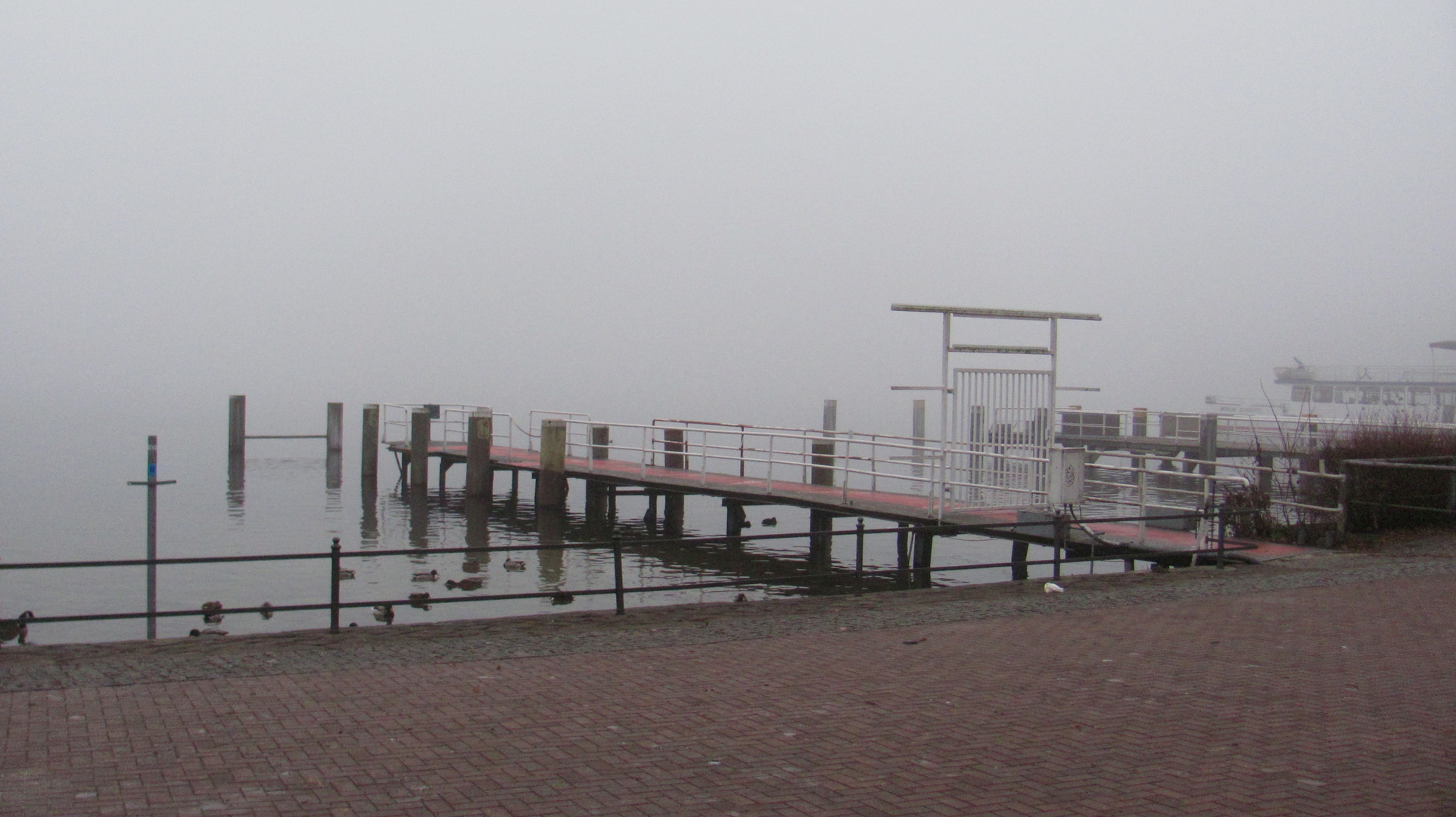 der See verschwindet im Nebel