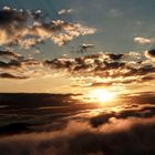 Der Sonnenaufgang an der Saarschleife von der Cloef aus fotografiert.