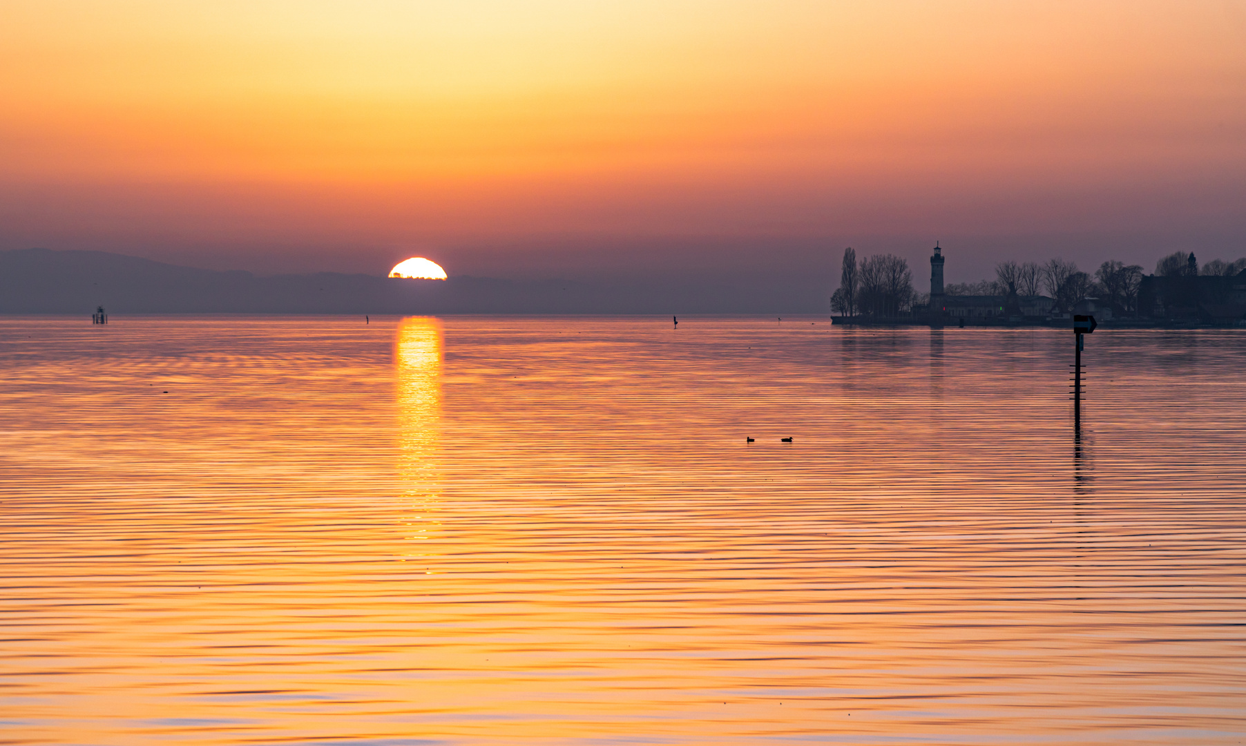 Der Sonnenuntergang am Bodensee