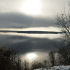 der Sonnenuntergang im Winter