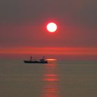 Der Sonnenuntergang über der Nordsee