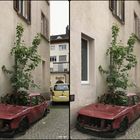 Der spezielle Oldtimer in der Stadt Aarau, im Mai, Schweiz - 3D Kreuzblick