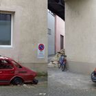 Der spezielle Oldtimer in der Stadt Aarau, Schweiz - 3D Kreuzblick