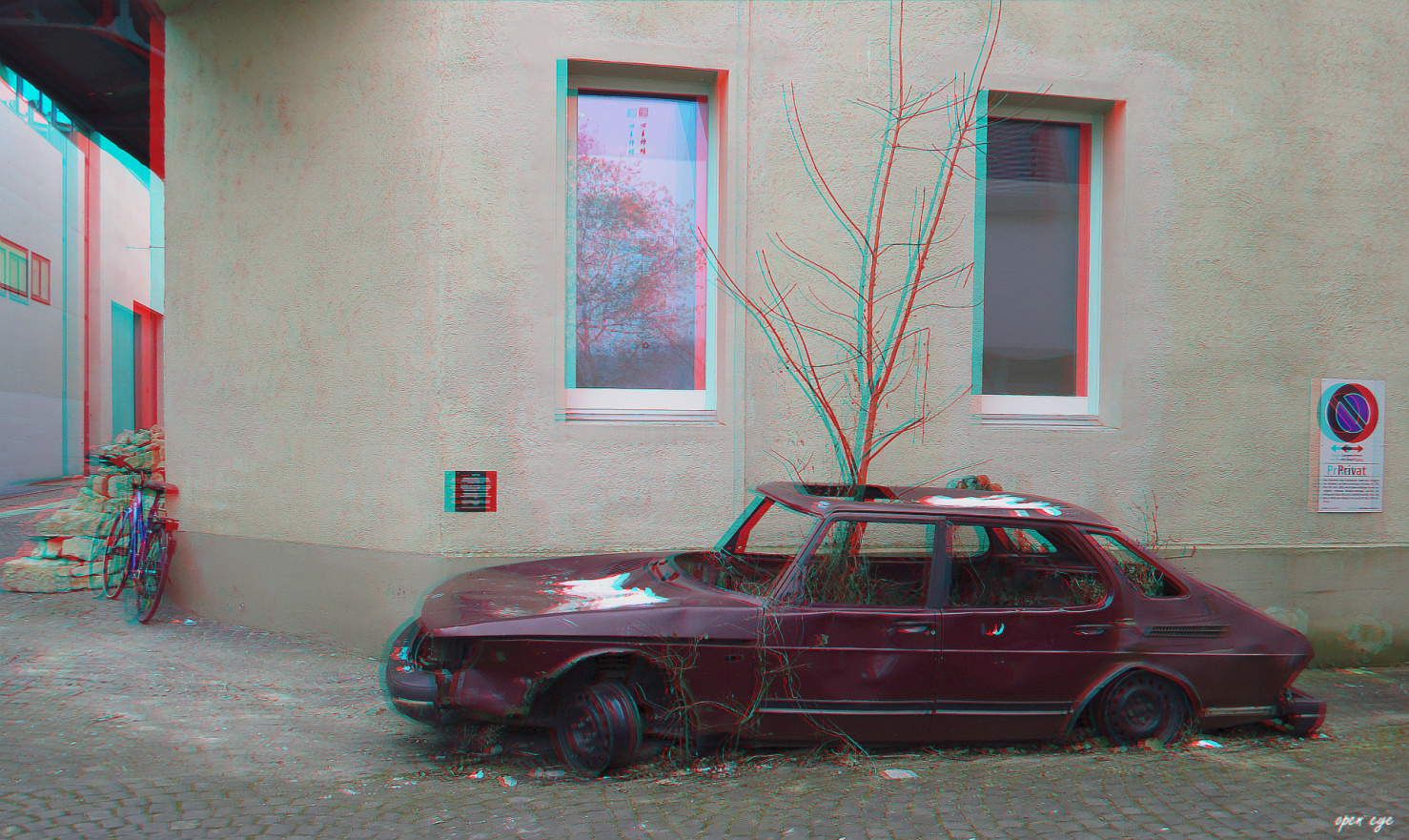 Der spezielle Oldtimer in der Stadt Aarau, Schweiz - Anaglyphen 