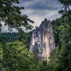 Der spitze Felsen im Wald