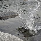 Der Stein fällt ins Wasser