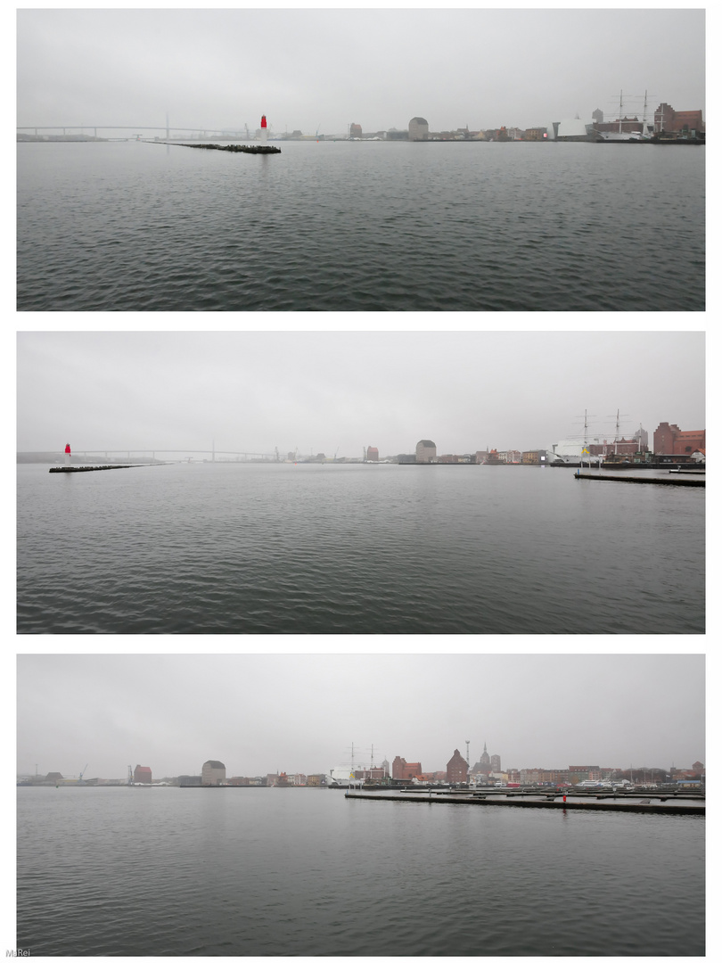Der Stralsunder Hafen im Nebel