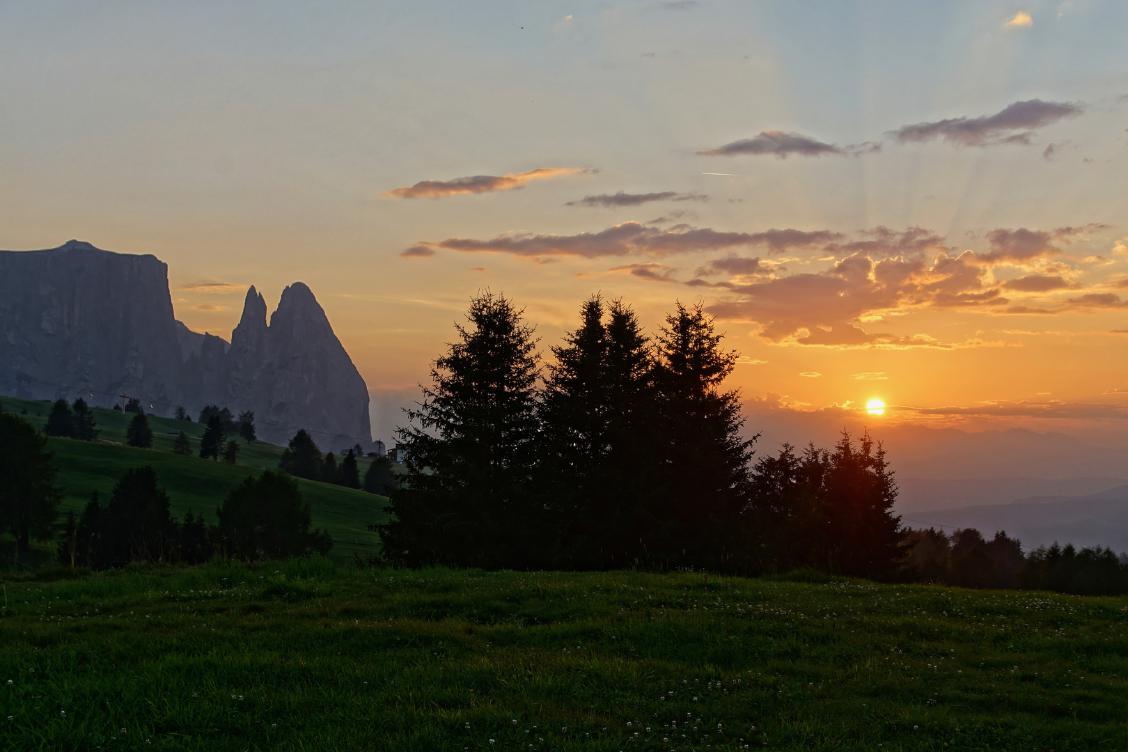 Der Tag geht zu Ende auf der Seiser Alm