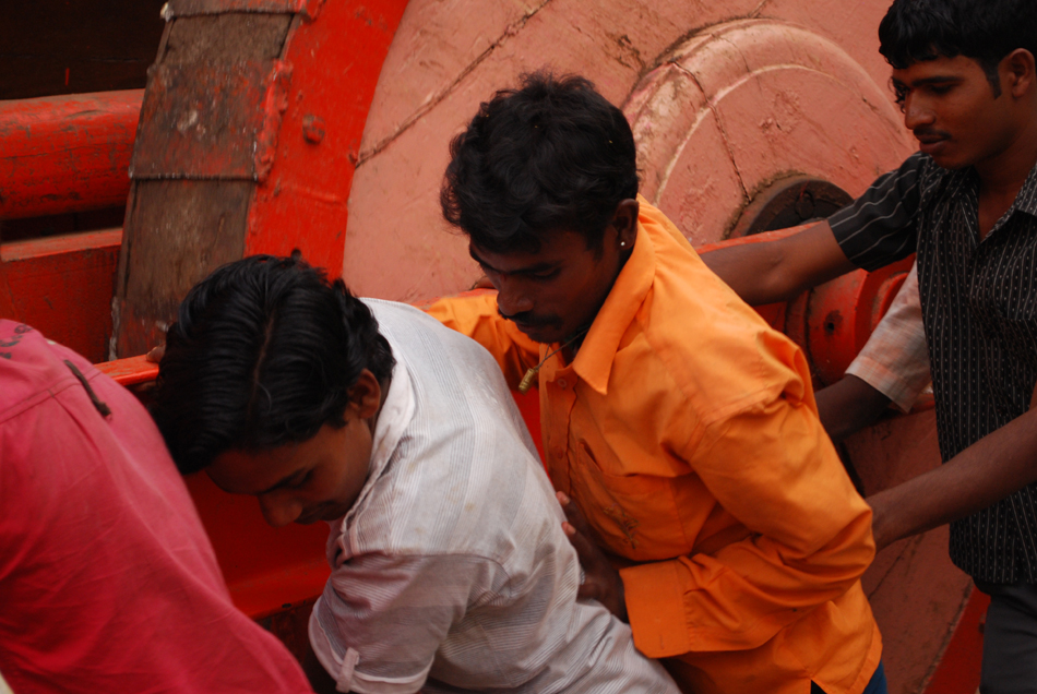 Der Tempelwagen wird geschoben, Hampi, März 2009