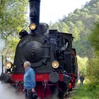 Der Traum für einen alten Eisenbahnfan-ein Foto vor der Lok!