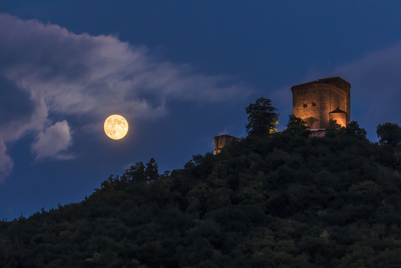 Der Trifels und der Vollmond