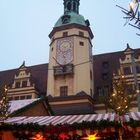 Der Turm des Alten Rathauses am Leipziger Markt