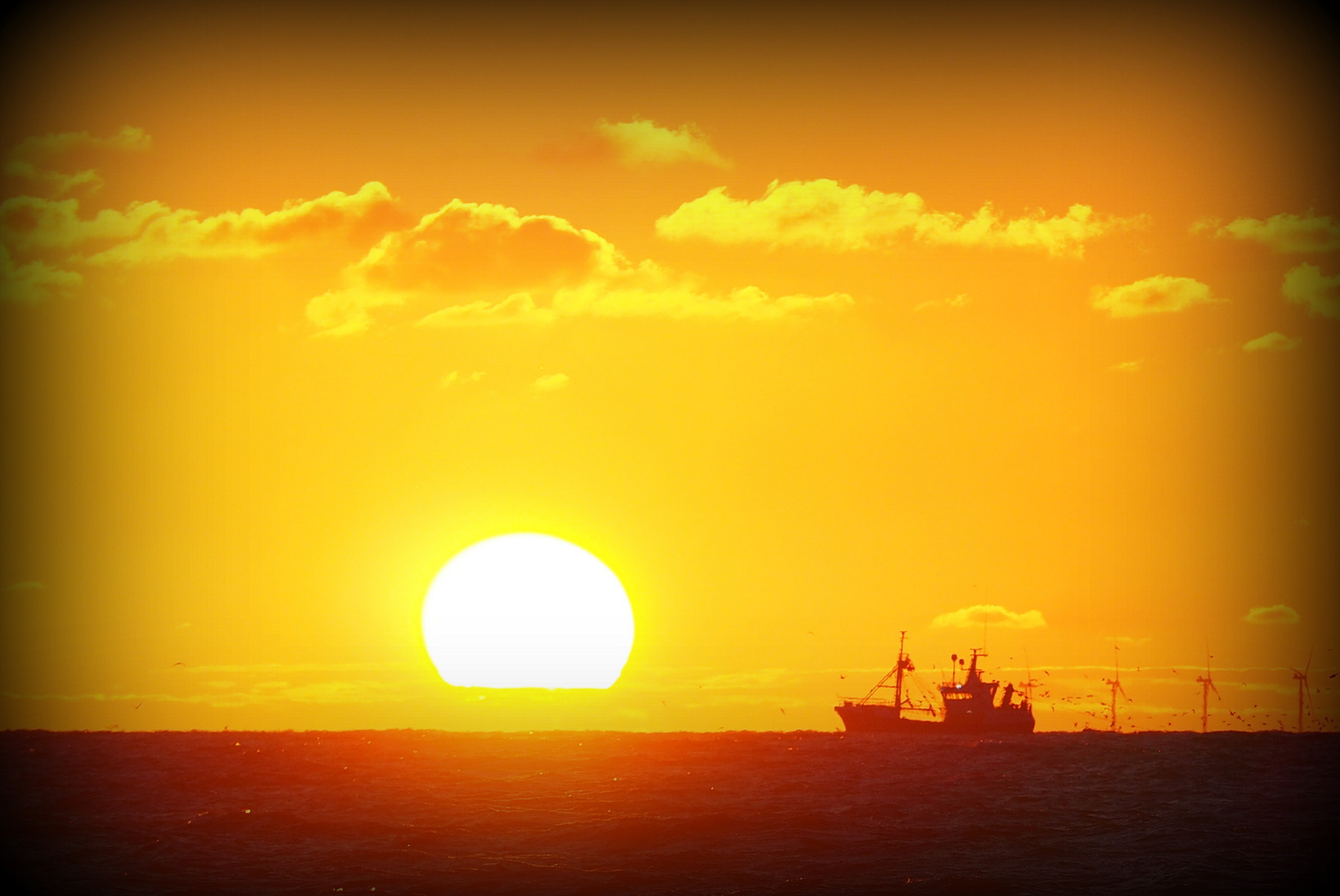 Der untergehenden Sonne entgegen