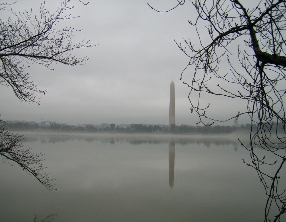 Der vernebelte Obelisk in Washington D.C.