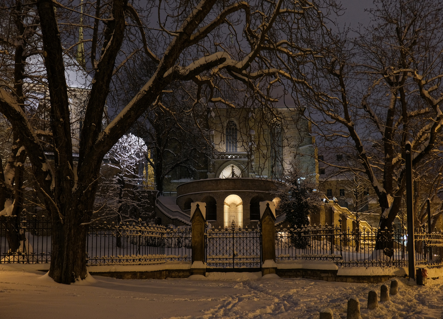 Der verschneite Erfurter Marien-Dom...