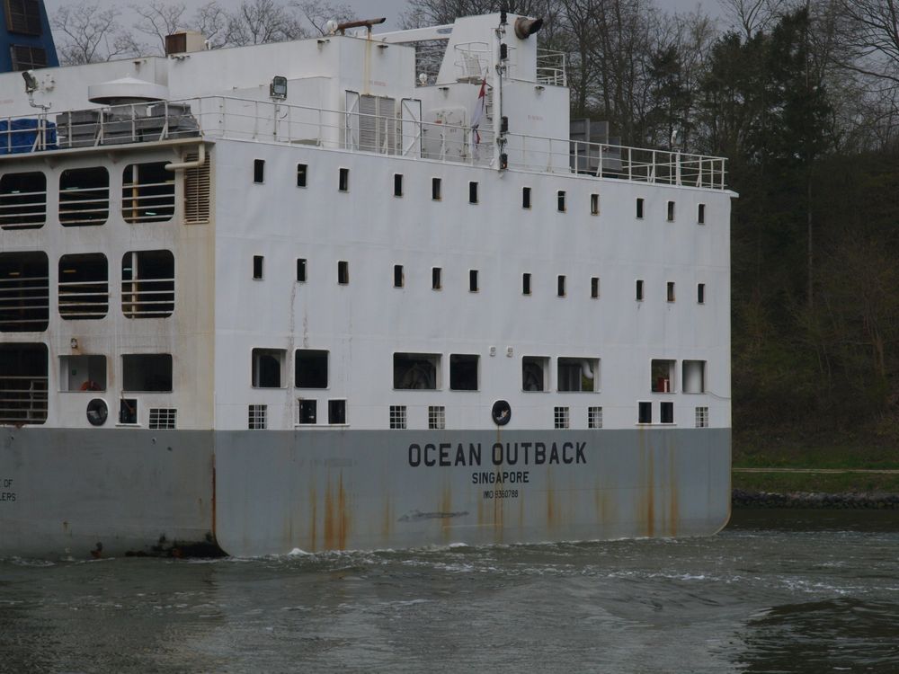 Der Viehtransporter OCEAN OUTBACK von hinten ...