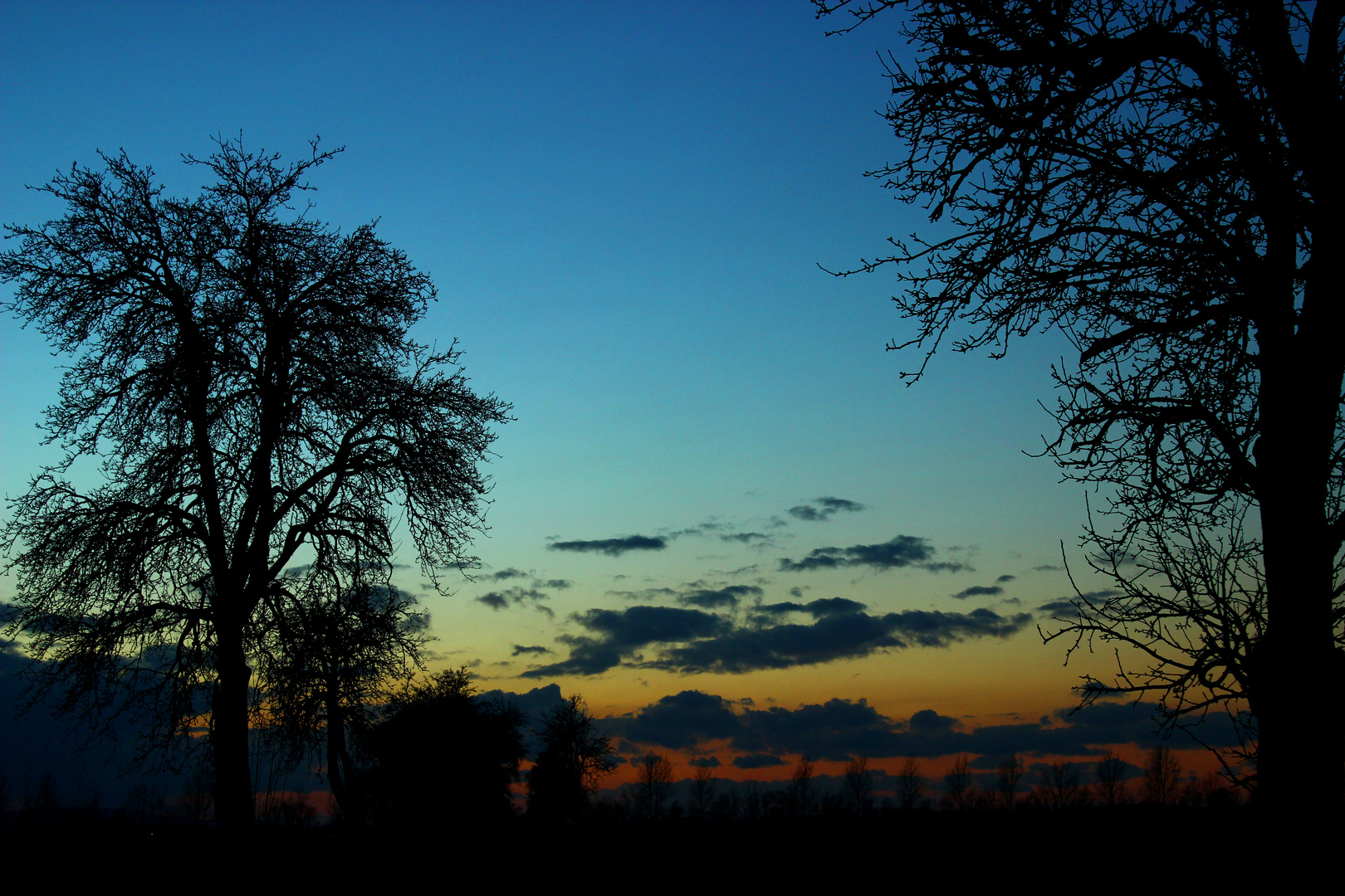 Der Vorharz kurz nach Sonnenuntergang