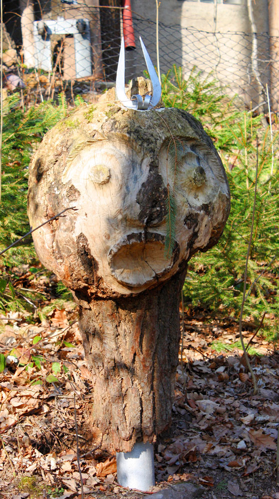 Der Waldschrat steht am Wegesrand