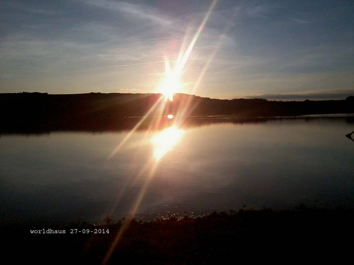 Der wangenheimer Stausee mit Sonne