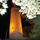 Der Wartbergturm bei Nacht mit seinem roten Speer die Stadt bewacht...