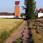 Der Weg zum Silo (mit Mobilfunkantenne)