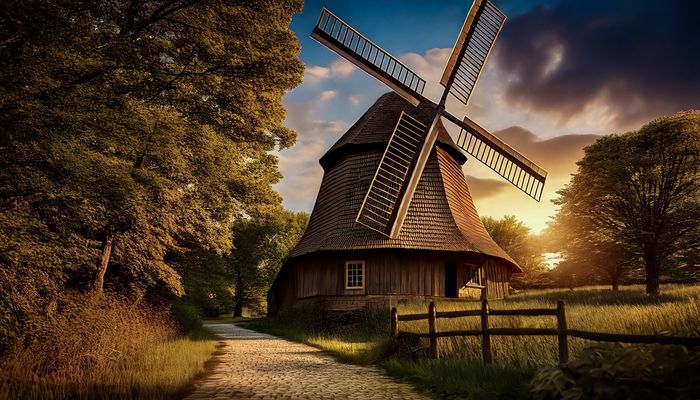 Der Weg zur sehr alten Windmühle