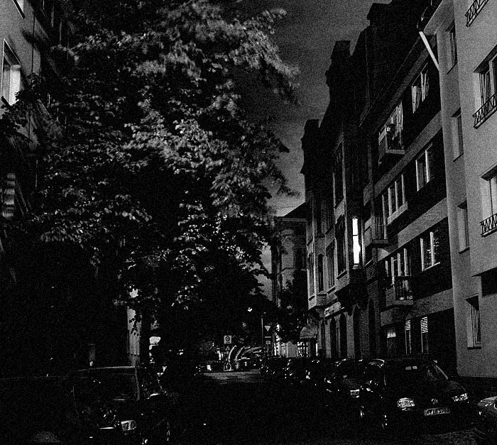 der wind trieb schatten durch die straße, irgendwo brannte ein licht...