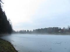 Der winterliche See bei Eging im Bayerischen Wald