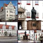 Der Wittenberger Markt mit Renaissance-Rathaus und den Denkmälern von Luther und Melanchthon