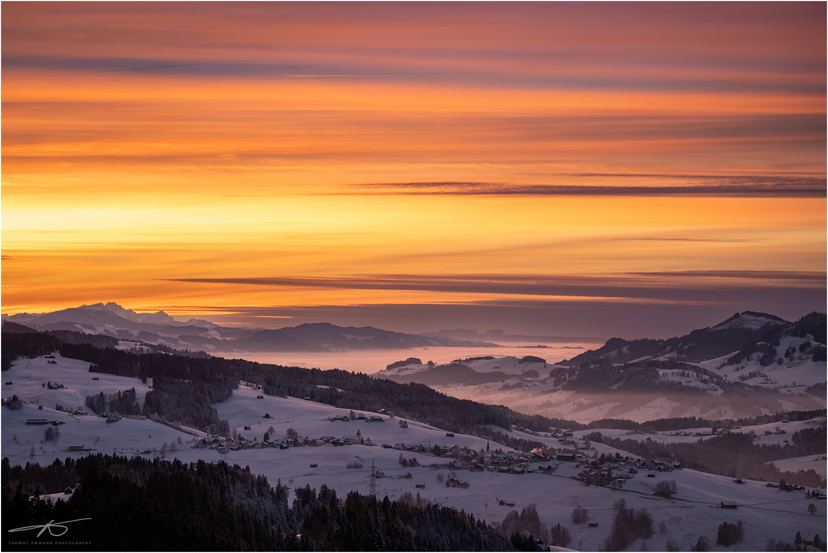 Der Zürichsee unter der Nebeldecke