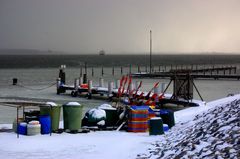 Der zum Bodden im Winter