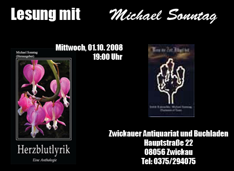 Der zweite Flyer für die Lesung in Zwickau