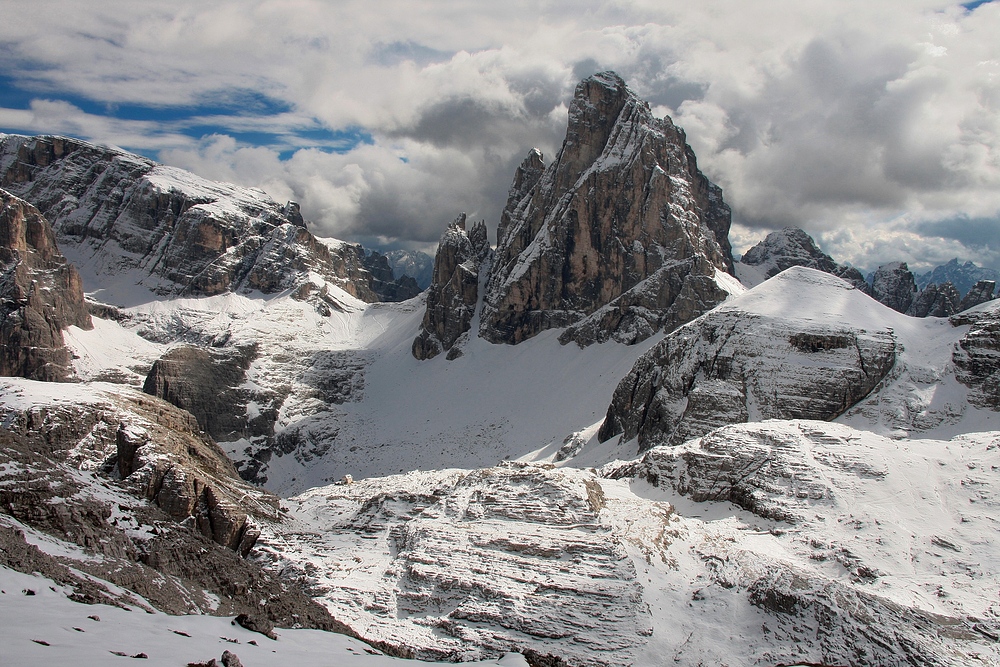 Der Zwölfer 3094m, mein Lieblingsberg in den Sextener Dolomiten im Winterkleid.