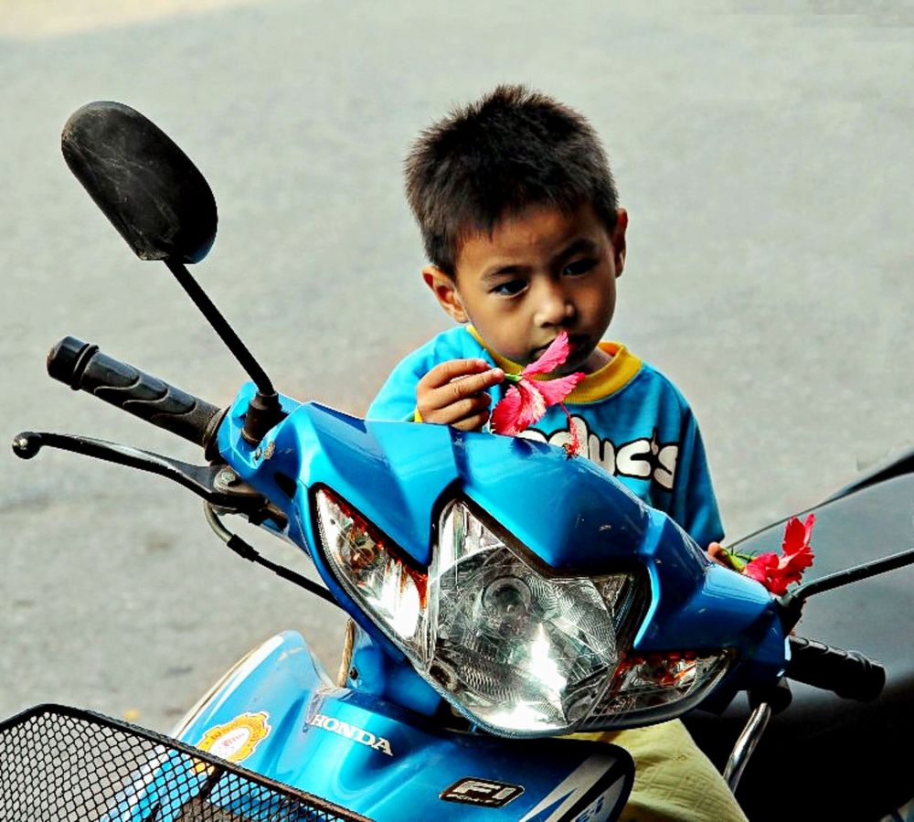 des fleurs pour la moto de ma maman !