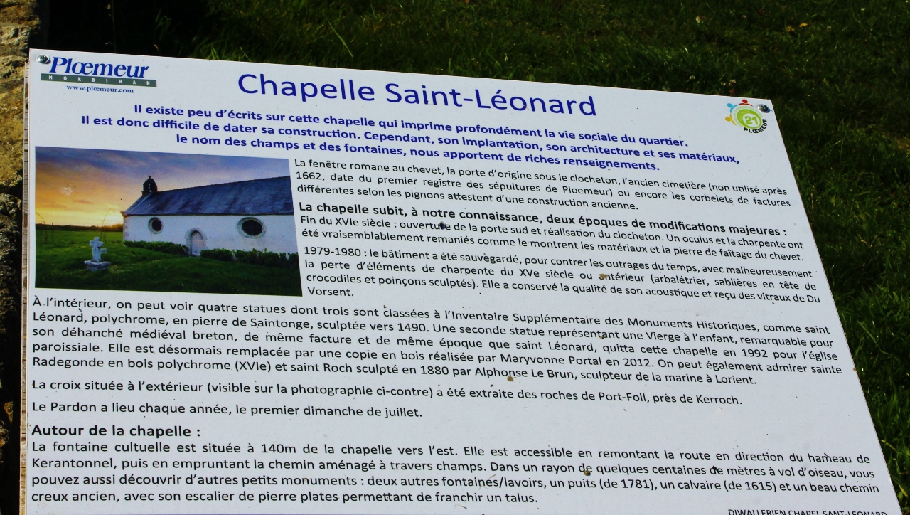 Description sur la Chapelle St-Léonard à Ploemeur (Morbihan)