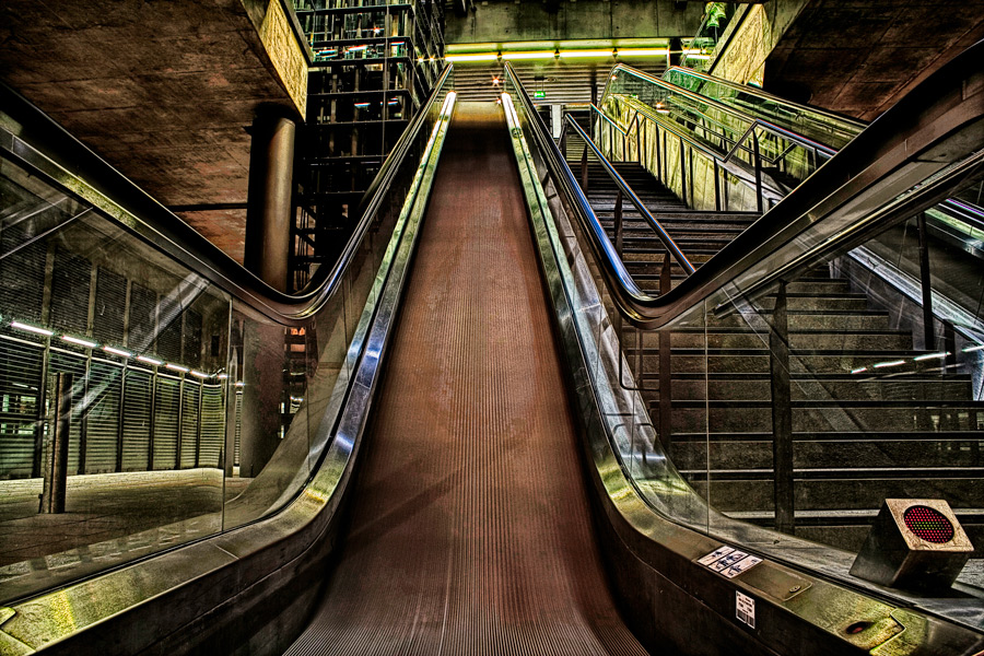 ...deserted moving stairway...