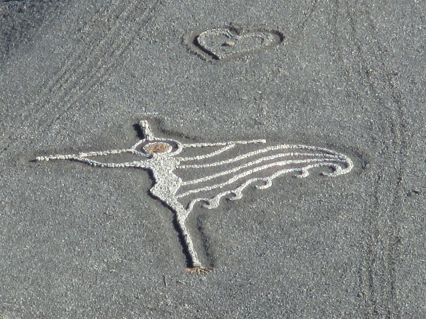 ..Dessins  sur la plage, avec des coquillages...(Corse)...