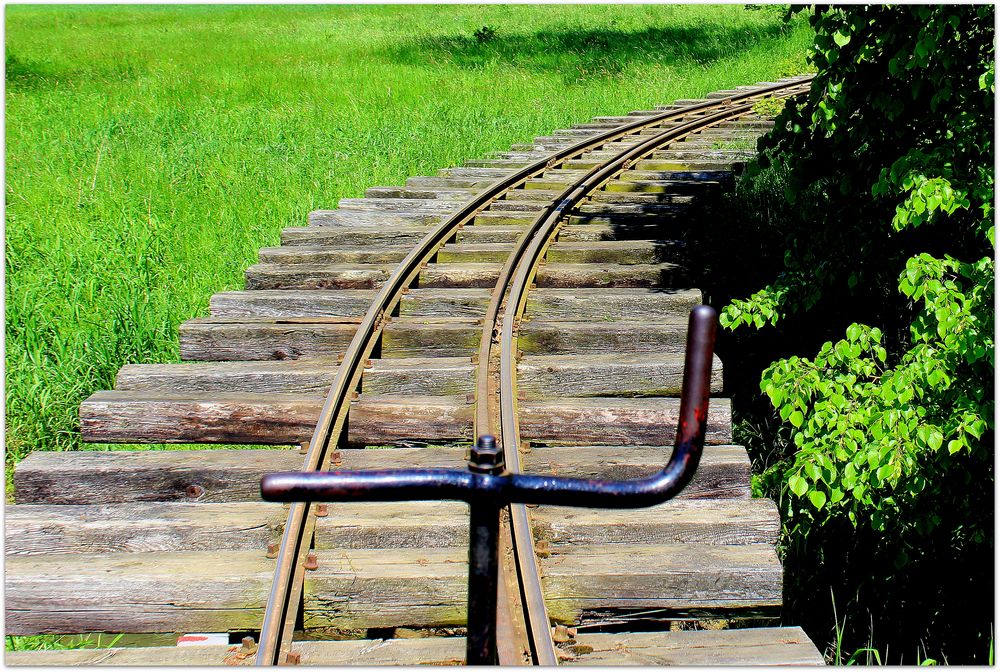 Detail der Schienenanlage der Feldbahn bei Glossen