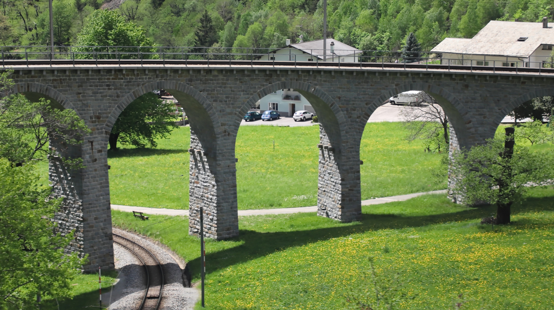 Detail des Kreisviadukts in Brusio