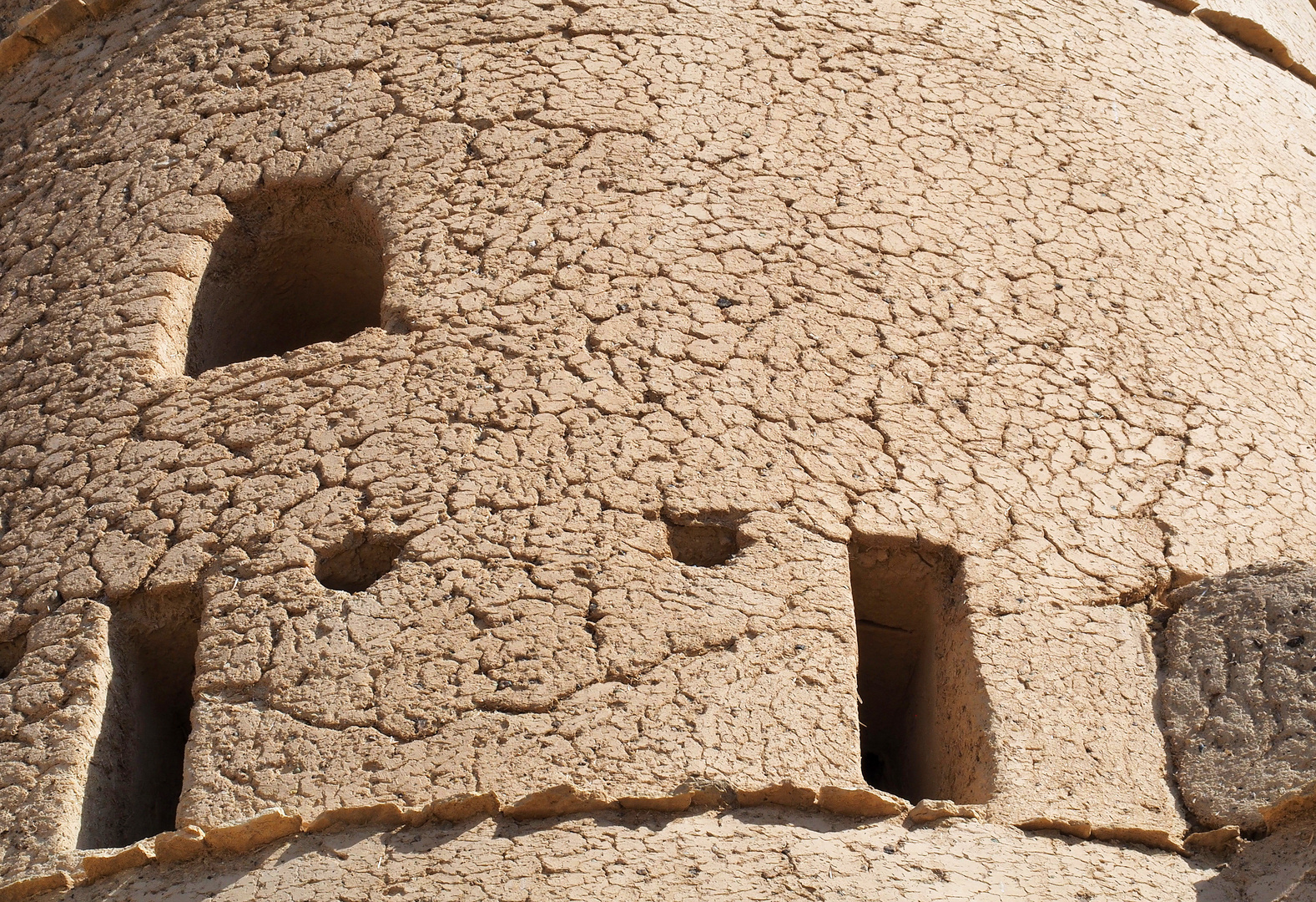 Détail d’un mur  en adobe du Fort Al Jahili