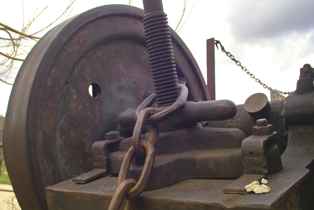 Detail einer Steinzerkleinerungsmaschine